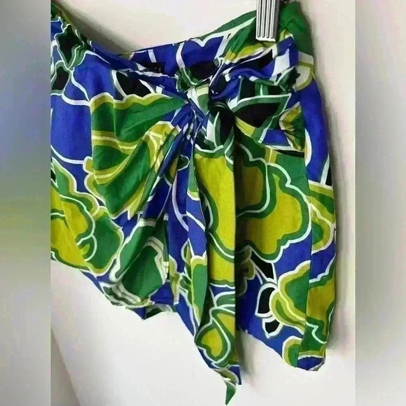 Zara Womens Blue Green Coastal Floral Wrap Euro Summer Preppy Prep Skort Medium - Picture 6 of 12